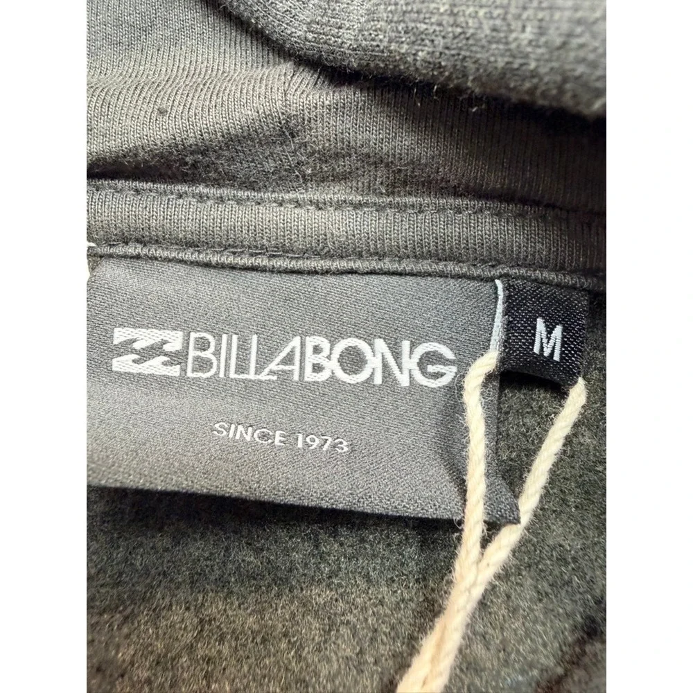 Billabong Mens Full Zip Graphic Hoodie Black Surf Est 1973 Sweatshirt Medium